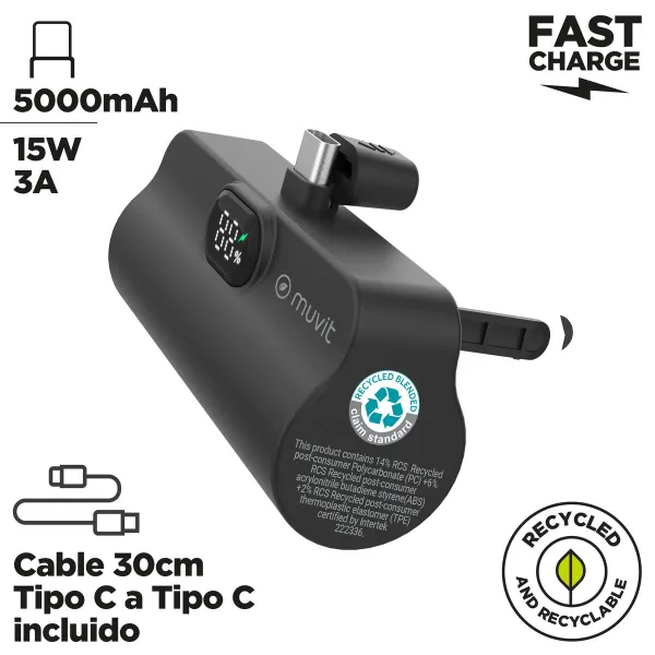 Powerbank Muvit for Change DP53D-R-PD Must 5000 mAh