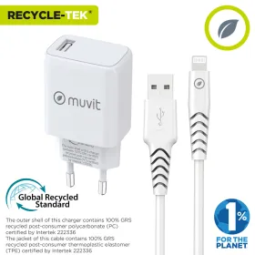 Sieninis įkroviklis + USB A - USB-C kabelis Muvit for Change SN-TC170DS1E150A + DC-006 Balta 12 W