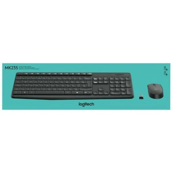Keyboard and Wireless Mouse Logitech 920-007919 Black Grey Spanish Qwerty