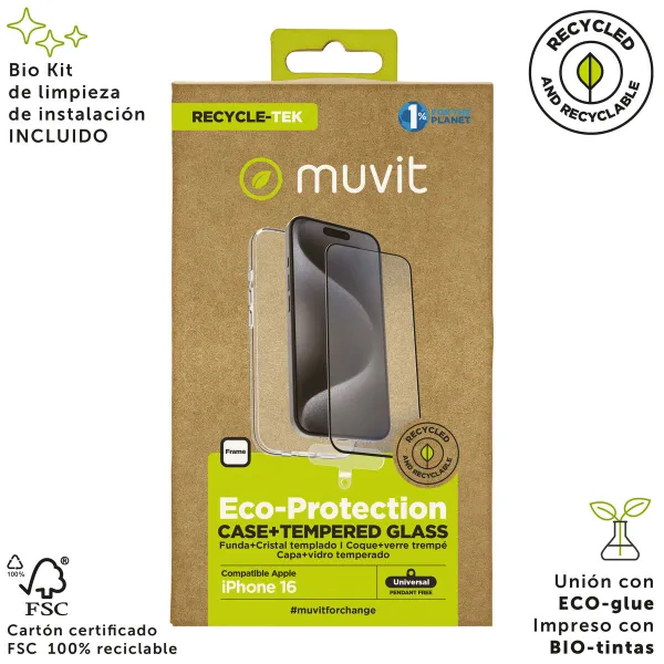 Mobiliojo dėklas ir apsauga Muvit for Change iPhone 16 Juoda