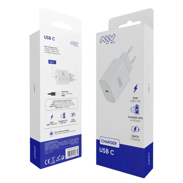 Sieninis įkroviklis Myway Balta 25 W