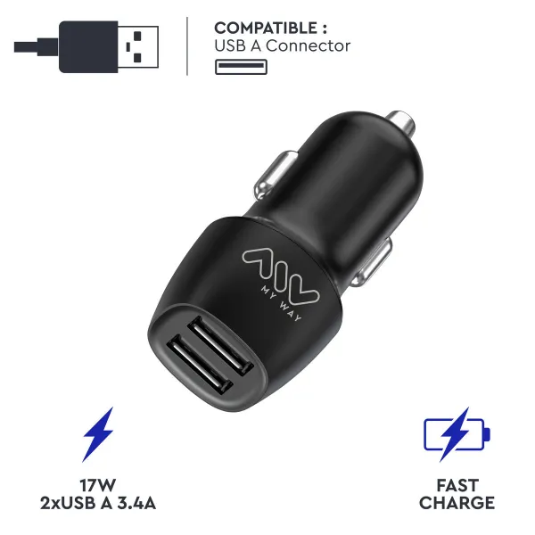 Automobilinis įkroviklis Myway Juoda 15 W