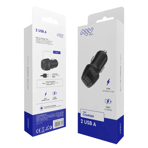Automobilinis įkroviklis Myway Juoda 15 W