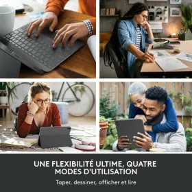 Bluetooth-näppäimistö ja tabletin tuki Logitech Combo Touch Harmaa Ranska AZERTY