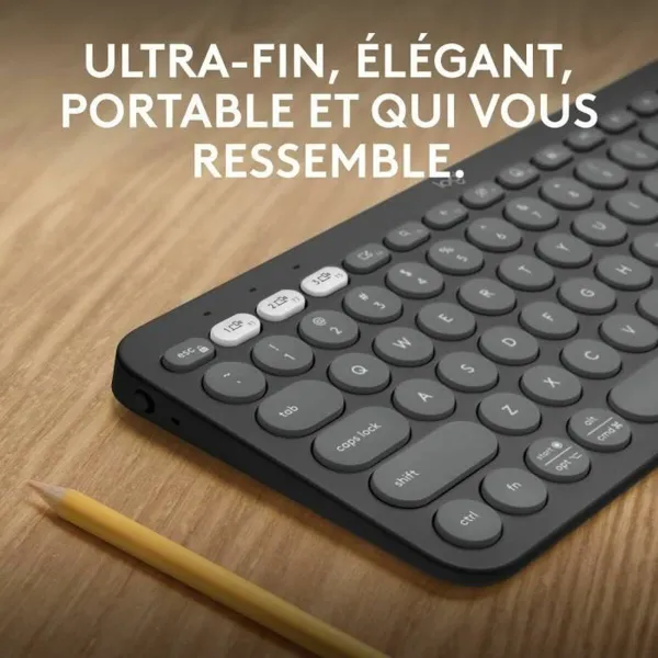 Bluetooth Keyboard with Support for Tablet Logitech K380 French Grey Graphite Dark grey AZERTY