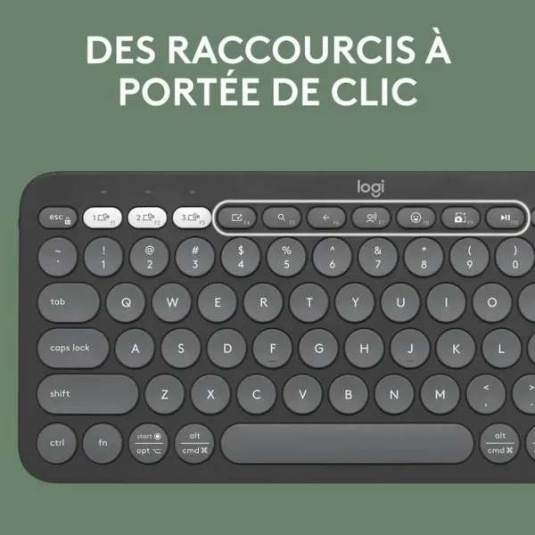 Bluetooth Keyboard with Support for Tablet Logitech K380 French Grey Graphite Dark grey AZERTY