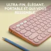 Bluetooth Keyboard with Support for Tablet Logitech K380 French Pink AZERTY