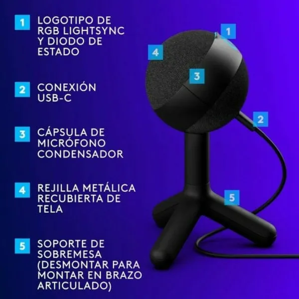 Mikrofons Logitech 988-000551 Melns