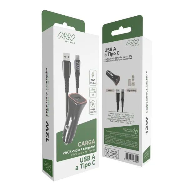 Auto Lādētājs Myway 1,2 m Melns