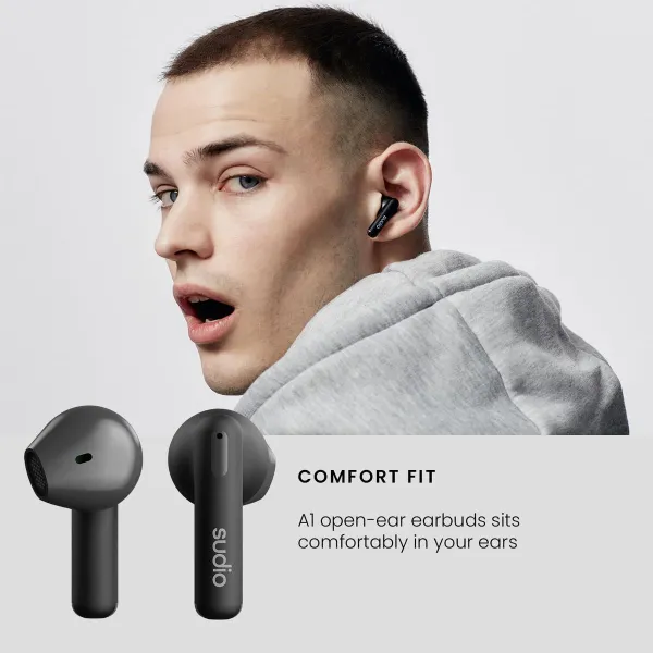 Bluetooth ausinės Sudio A1 True Wireless Juoda