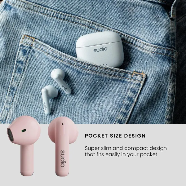 Bluetooth ausinės Sudio A1 True Wireless Rožinė