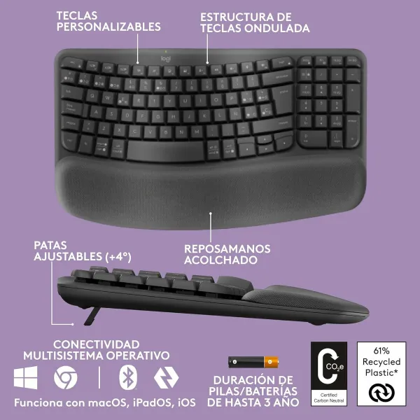 Klaviatuur Logitech 920-012296 Grafiithall hispaania QWERTY