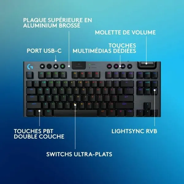 Wireless Keyboard Logitech G915 TKL X Black AZERTY