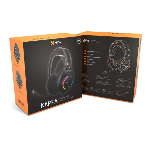 Austiņas ar Mikrofonu Spēlēm Krom Kappa Melns RGB