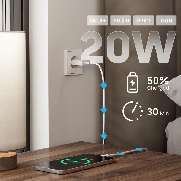 Sienas Lādētājs Ewent EW1310 Balts 20 W