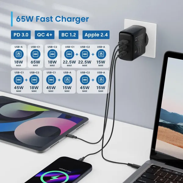 Сетевое зарядное устройство Ewent EW1331 Чёрный 65 W