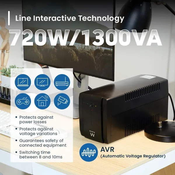 Uninterruptible Power Supply System Interactive UPS Ewent EW3997 720 W