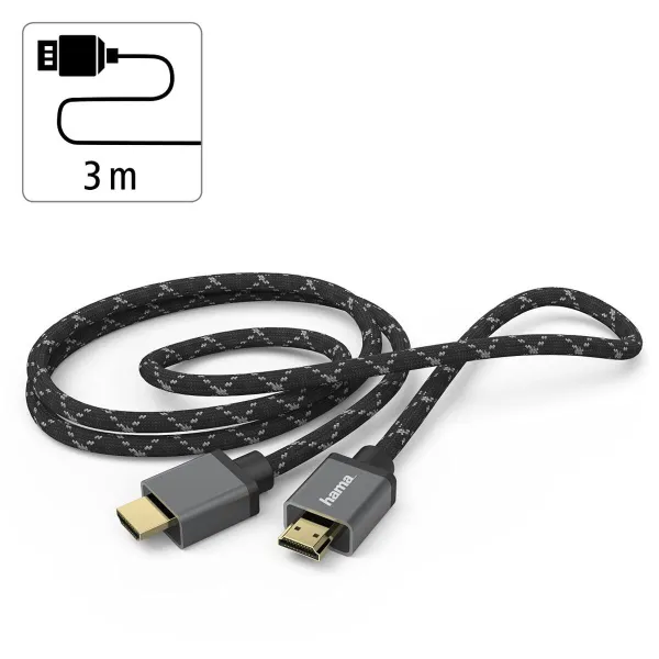 HDMI kabelis Hama 00205240 Juoda Pilka 3 m