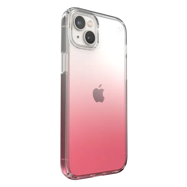 Speck Presidio Perfect-Clear + Ombre - iPhone 15 Plus / 14 Plus Case with MICROBAN Coating (Clear / Vintage Rose Fade)