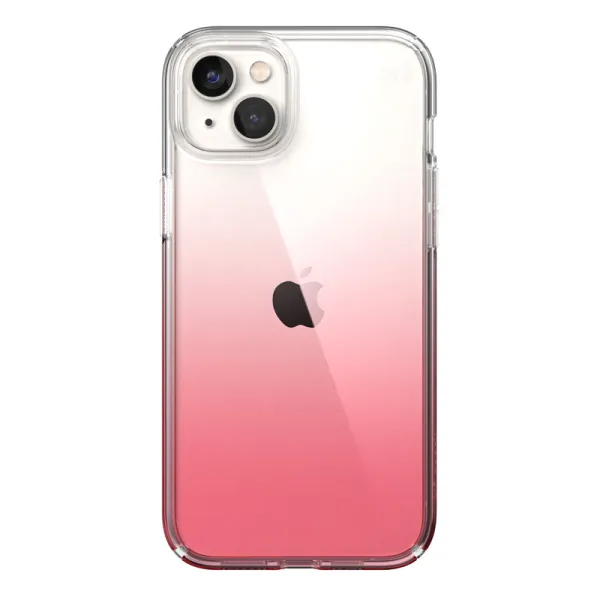Speck Presidio Perfect-Clear + Ombre - iPhone 15 Plus / 14 Plus Case with MICROBAN Coating (Clear / Vintage Rose Fade)