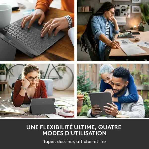 Bluetooth Klaviatuur, millel on Tahvelarvuti Tugi Logitech Combo Touch Hall Prantsuse AZERTY