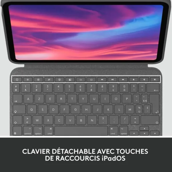 Bluetooth Klaviatuur, millel on Tahvelarvuti Tugi Logitech Combo Touch Hall Prantsuse AZERTY