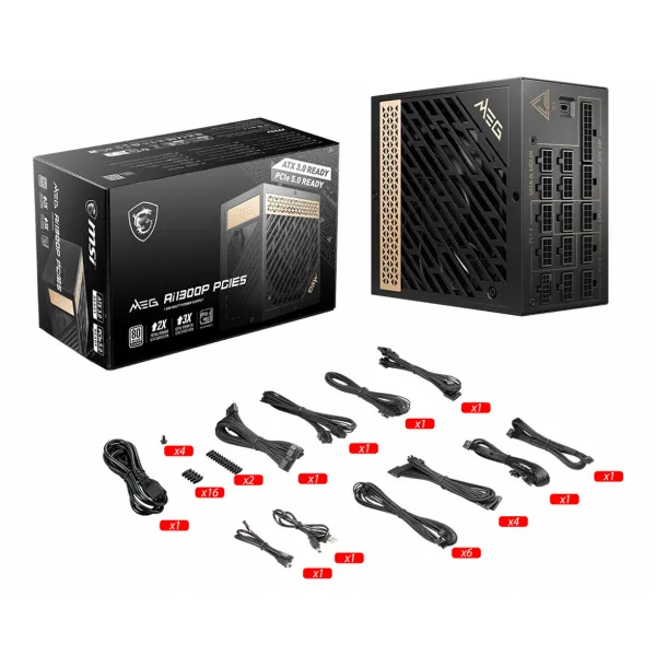 Strāvas padeve MSI MEG AI1300P PCIE5 1300 W 130 W 80 Plus Gold