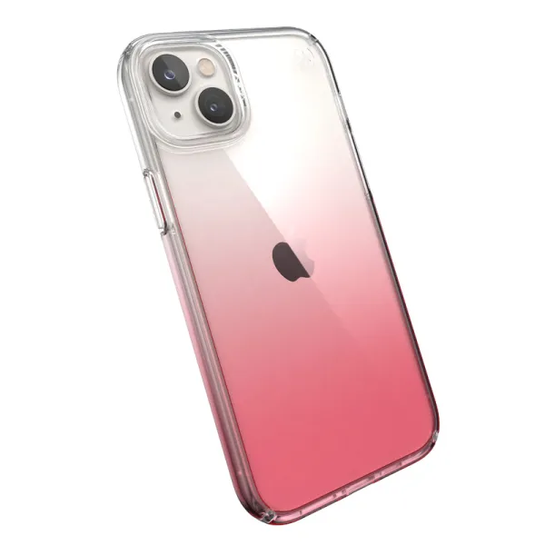 Speck Presidio Perfect-Clear + Ombre - iPhone 15 Plus / 14 Plus Case with MICROBAN Coating (Clear / Vintage Rose Fade)