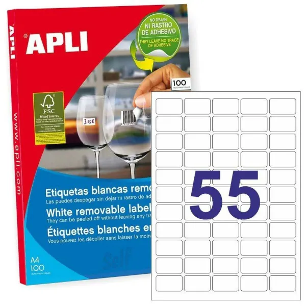 Sildiprinter Apli Valge 100 Lehed 36,8 x 23,8 mm (5 Ühikut)