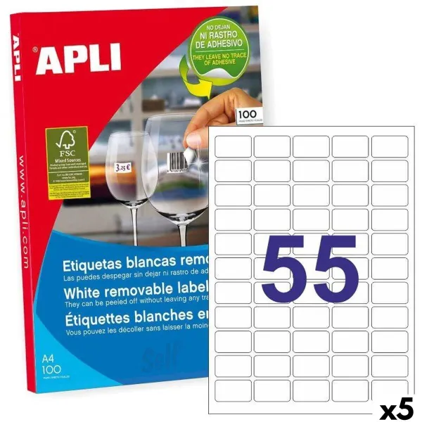 Sildiprinter Apli Valge 100 Lehed 36,8 x 23,8 mm (5 Ühikut)