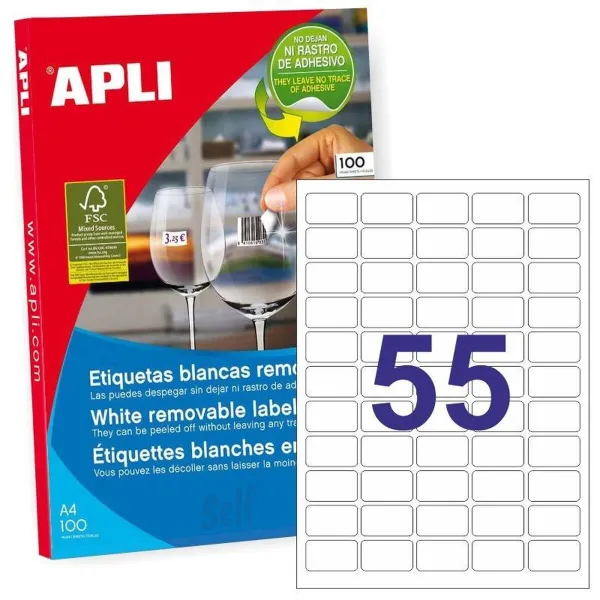 Sildiprinter Apli Valge 100 Lehed 36,8 x 23,8 mm (5 Ühikut)