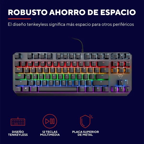 Gaming Keyboard Trust 24407 Black Spanish Qwerty