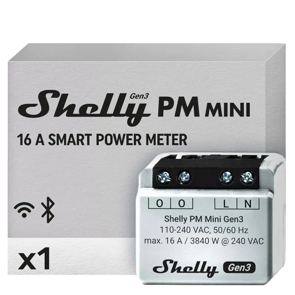 Smart Plug Shelly MINI 1PM GEN3 Bluetooth Wi-Fi Bluetooth 4.2