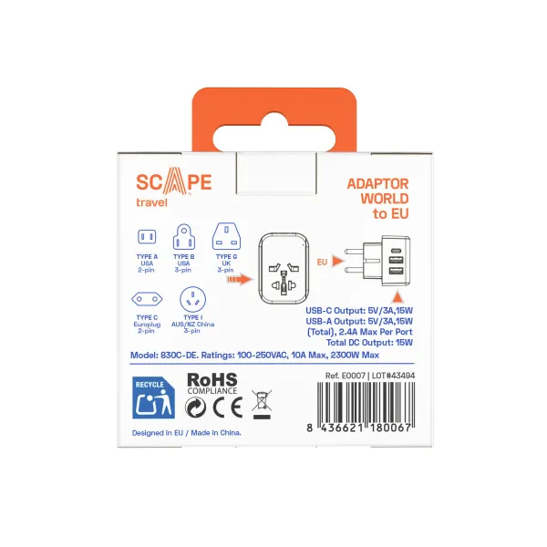 spraudņu zaglis Scape Travel 830C-DE Plastmasa