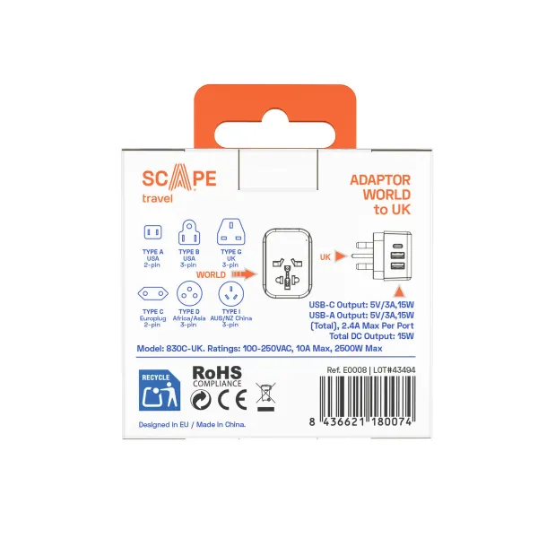 spraudņu zaglis Scape Travel 830C-UK Plastmasa 150 W