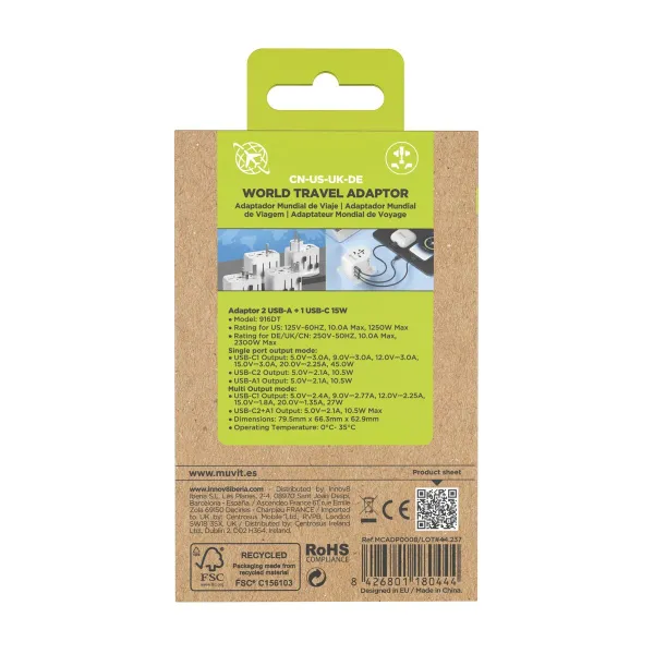 Kištuko adapteris Muvit for Change Plastmasinis 45 W