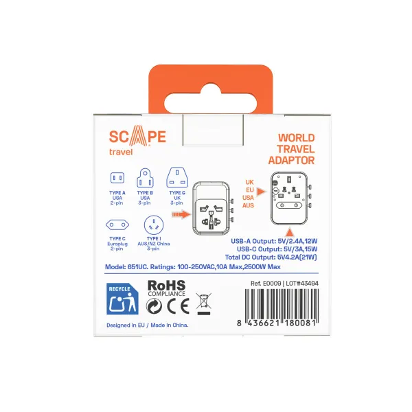 spraudņu zaglis Scape Travel 651UC Plastmasa