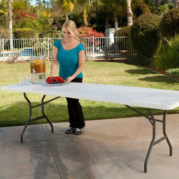 Folding Table Lifetime White 245 x 74 x 76 cm Steel
