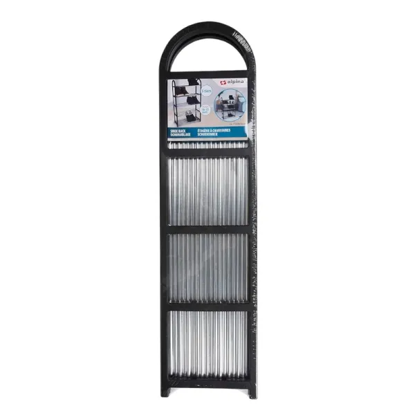 Alpina - Shoe Rack / Shelf / Stand 5-Tier 50x20x77 cm (Silver / Black)