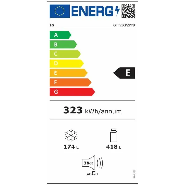 Kombinēts ledusskapis LG GTF916PZPED.APZQEUR Tērauds 630 L