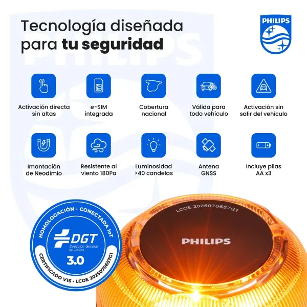 V16 Emergency Beacon connected DGT 3.0 Philips SFL1000M/10