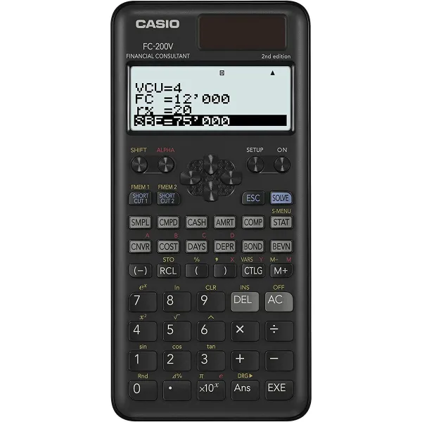 Skaičiuotuvas Casio FC-200V-2-W-ET Juoda Plastmasinis 16,2 x 7,7 x 1,1 cm