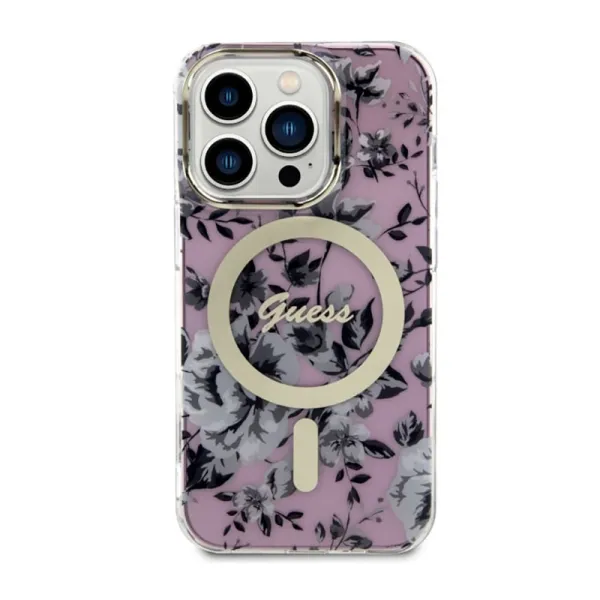 Guess Flower MagSafe - Case for iPhone 14 Pro (Pink)