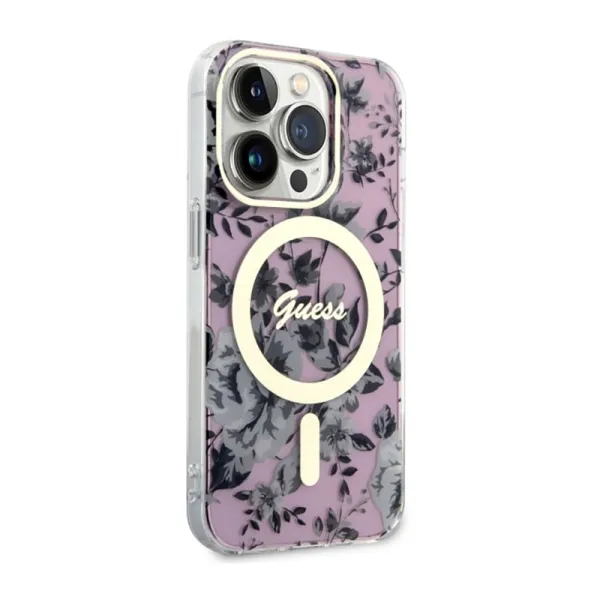 Guess Flower MagSafe - Case for iPhone 14 Pro (Pink)