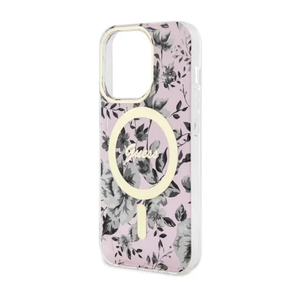 Guess Flower MagSafe - Case for iPhone 14 Pro (Pink)