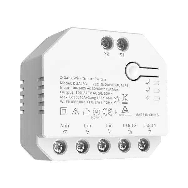 DUALR3-195009 2-клавишный интеллектуальный Wi-Fi-переключатель