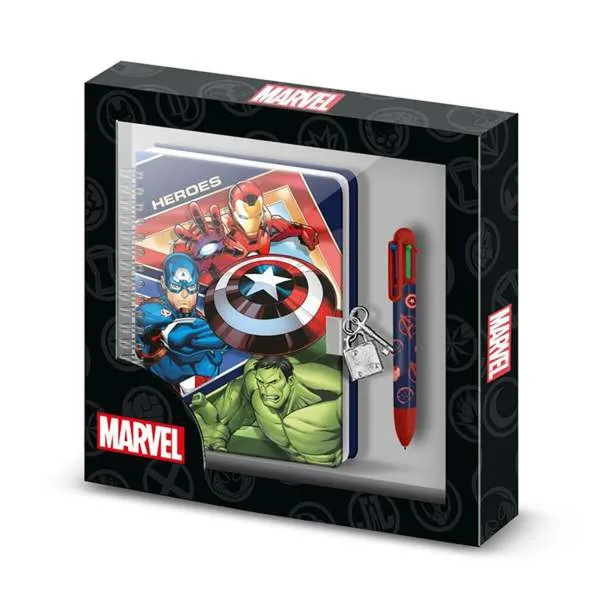 Spirālklade ar Pildspalvu The Avengers Zils 24 x 23 x 2,5 cm A5