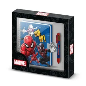 Wire-sidottu vihko kuulakärkikynällä Spider-Man Sininen 24 x 23 x 2,5 cm A5