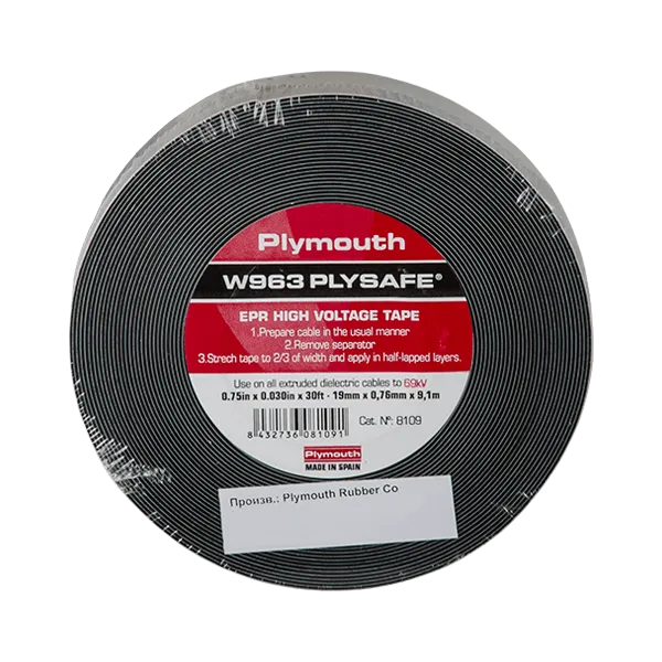 Izolācijas lente Plymouth Melns Gumijas 19 x 0,76 mm 9,1 M