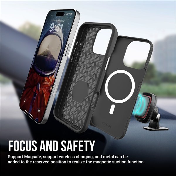 Dėklas Perfectionists Triangle Mag Case Apple iPhone 15 Pro Max juodas